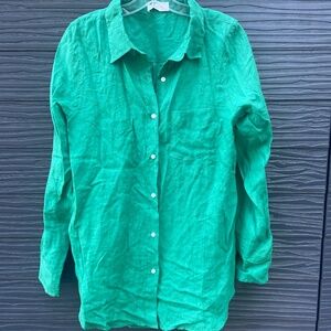 MONDAY Swimwear Monaco Linen Shirt in green small